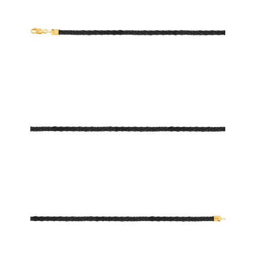 Corrente Aço Couro Preto Fino 2.80mm 50cm IPG