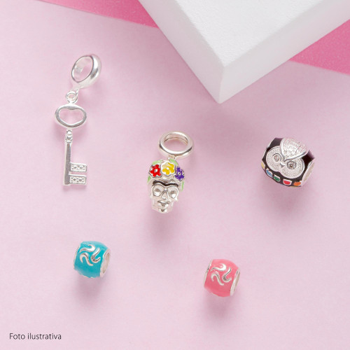 Berloque de Prata Separador Coruja da Sorte com Resina