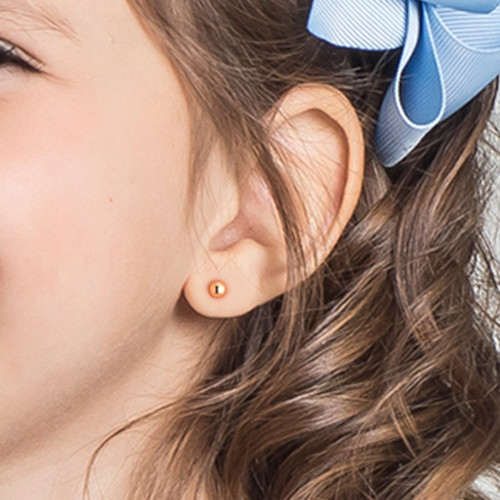 Brinco de Ouro 18K Bola 4cm Tarraxa Baby