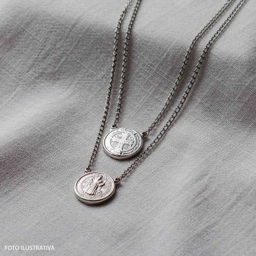 Escapulário de Aço São Bento em Pé Redondo 60cm