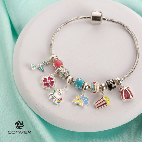 Berloque de Prata Separador Escama de Sereia com Resina