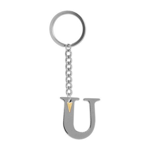 Pingente de Aço Letra U com aplique em ouro 10k