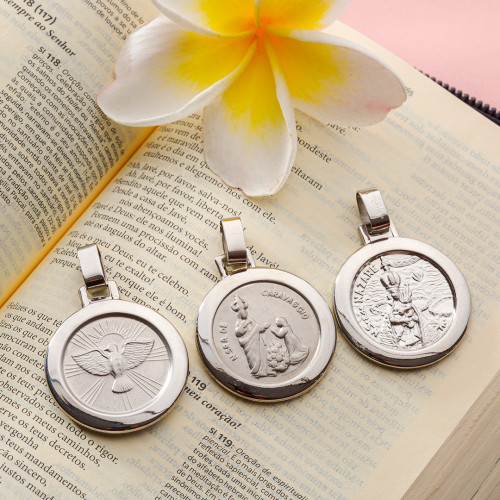 Pingente de Aço NSra. de Caravaggio Redondo 30mm