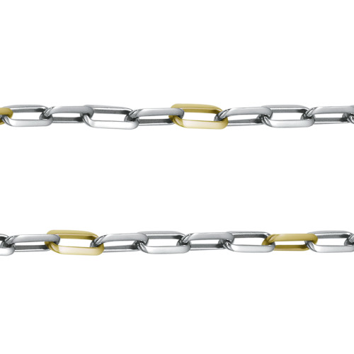 Corrente de Aço Elos Retangulares 4x1 Aço com Gold IPG 50cm