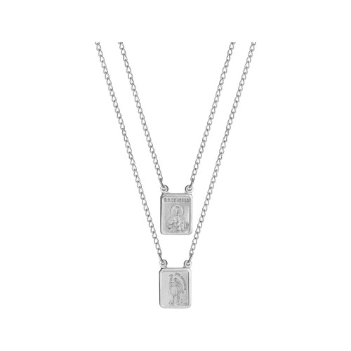 Escapulário de Aço Sagrado Coração de Jesus e Santo Expedito 60cm