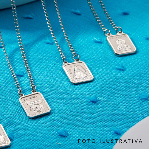 Escapulário de Aço São Jorge e São Miguel 60cm