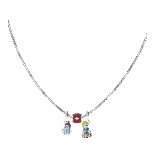 Colar do Signo de Peixes Veneziana com Berloques de Prata e Resina.