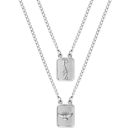 Escapulário de Aço Paz e Espirito Santo 60cm 14x11mm