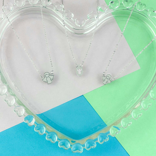 Escapulário de Aço Infantil Anjinho com Oração 10x6mm 37cm