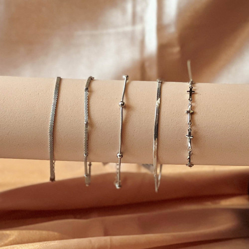 Pulseira de Aço Rabo de Rato Bolinha 1.10mm 16cm