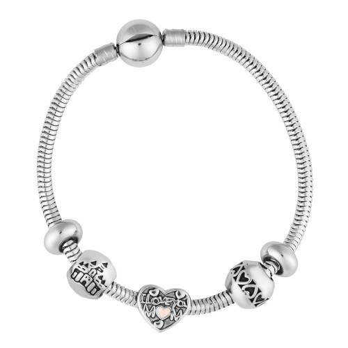 Pulseira Berloque de Aço Amor de Mãe Coleção Steel Dreams 18cm
