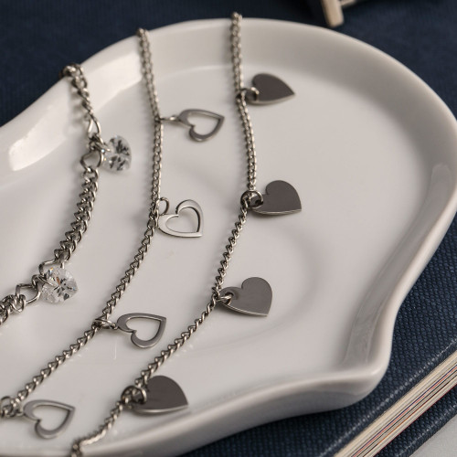 Colar de Aço Corações GLAM  14x12mm 45cm