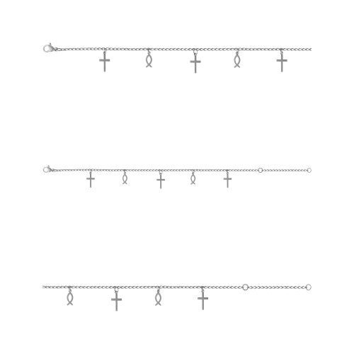Pulseira de Aço Cruz  e Ictus 14x7.5mm 11x4.5mm Groumet