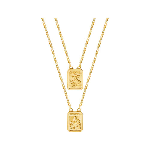 Escapulário de Aço NSra do Carmo São Jorge Gold 15x11mm 60cm