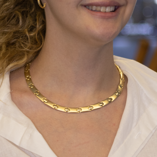 Colar de Aço Cleopatra Oval IPG 8mm 40cm