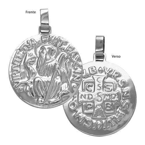 Pingente de Aço São Bento Redondo 35mm
