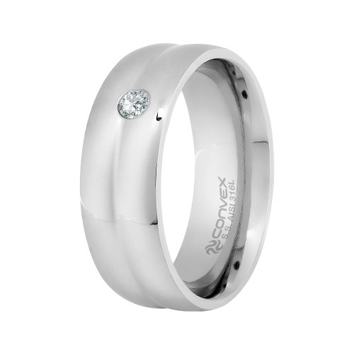 Aliança de Aço Forever com Zircônia 8mm