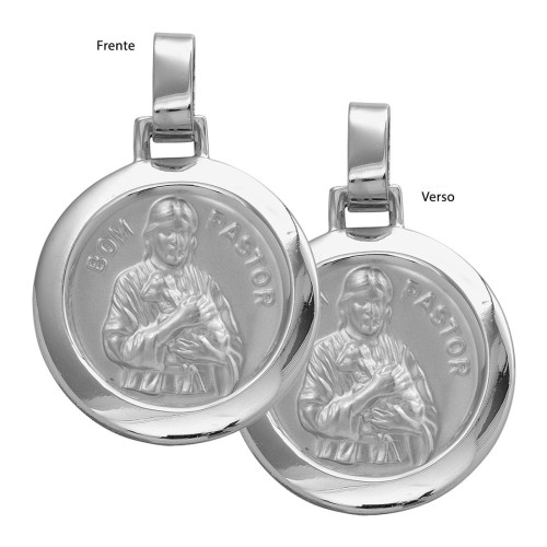 Pingente de Aço Bom Pastor Redondo 30mm