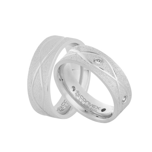 Par de Alianças de Aço Infinity e Eternity.