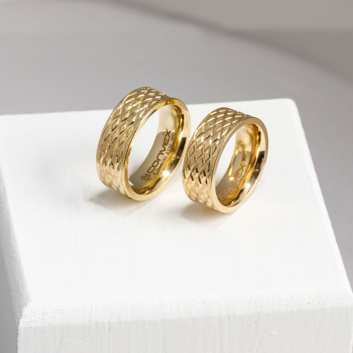 Aliança de Aço Diamond Gold Ipg 7.50mm