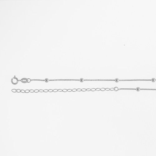Colar de Prata Bolinha 3.0mm 33cm extensor 40cm