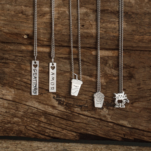 Pingente de Aço Placa Feelings Gratidão 32x6mm