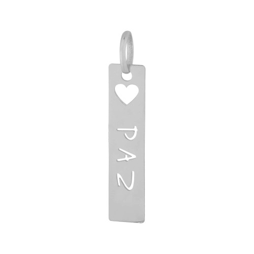 Pingente de Aço Placa Feelings Paz 28x6mm