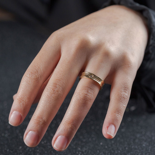 Aliança de Aço Ena Ultra IPG com Zircônia Swarovski 5mm