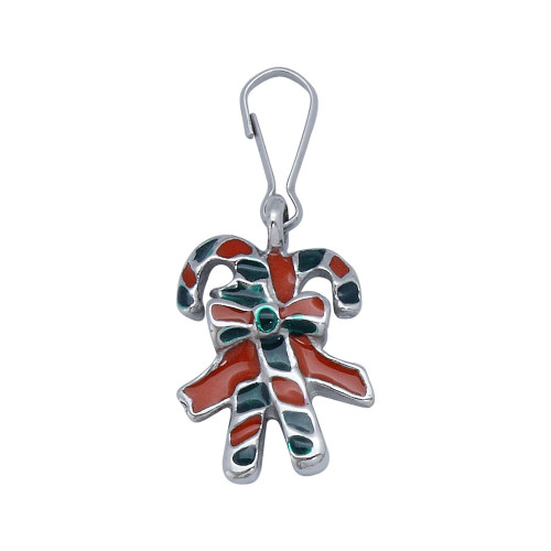 Pingente de Aço Enfeite Verde e Vermelho 18x13mm