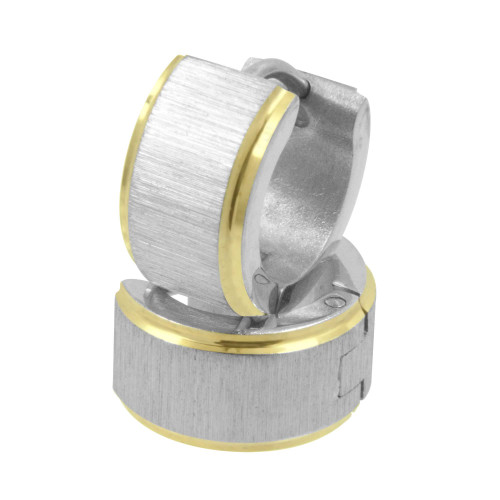 Brinco de Aço Argola Abaulado com IPG nas Laterais 14x7mm