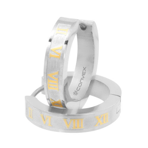 Brinco de Aço Argola Número Romano com IPG 20x4mm