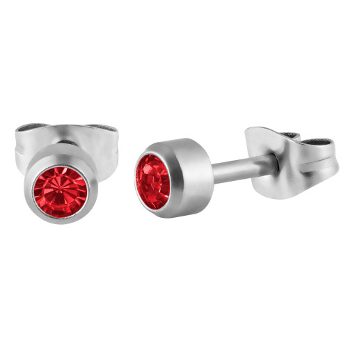 Brinco Aço Ponto de Luz Zircônia Vermelha 4,75mm