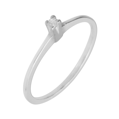 Anel de Prata Solitário com Zircônia Branca 1.75mm