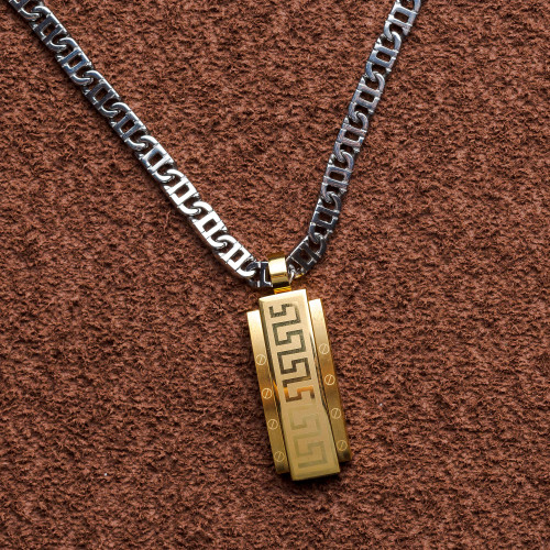 Pingente de Aço Placa com detalhe Grego IPG 45x15mm