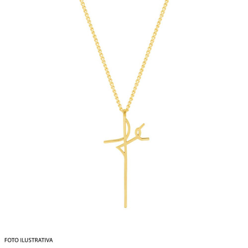 Pingente Aço Simbolo Fé 20x12mm Gold IPG
