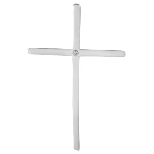 Pingente de Prata Cruz Lisa com Zircônia