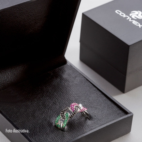 Anel de Prata Chain Colors com Zircônias Colors