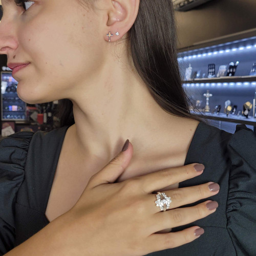 Brinco de Prata Cruz 9x6mm