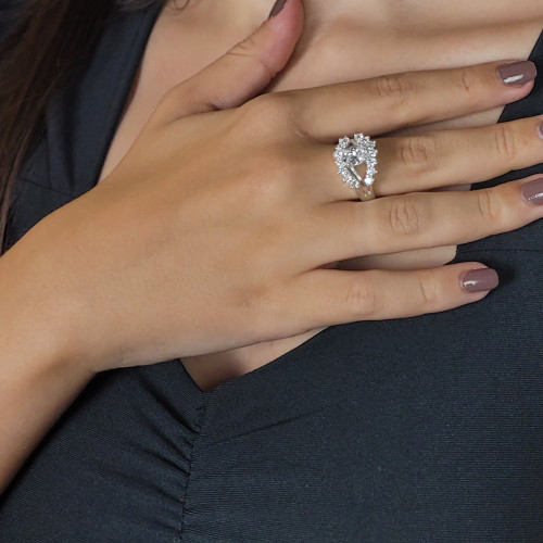 Anel de Prata Olho Grego Zircônias Brancas 4mm