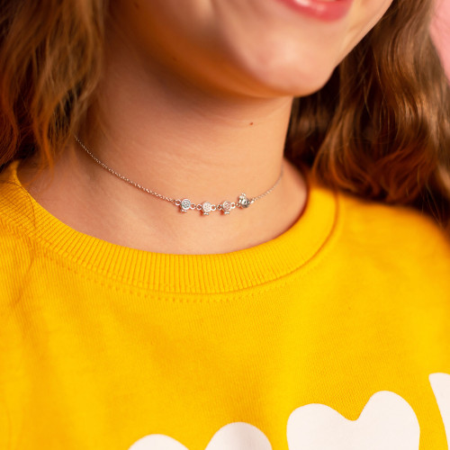 Colar de Prata Infantil Centopeia com Resina 8.50x30mm 37cm