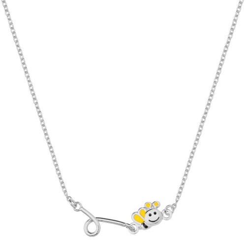 Colar de Prata Infantil  Abelhinha com Resina 37cm