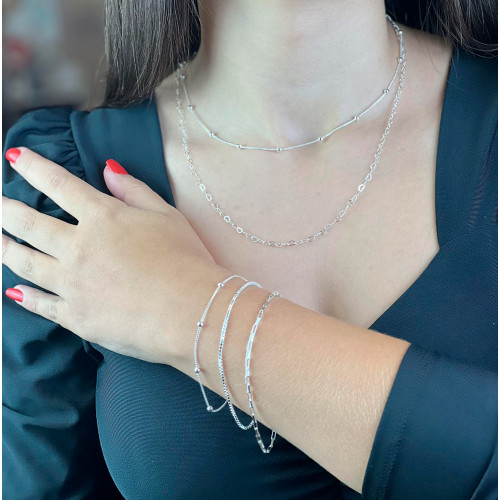 Pulseira de Prata Bolinhas 3.0mm 18cm