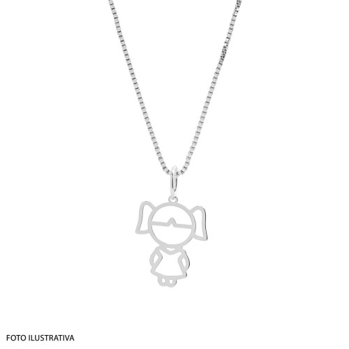Pingente de Prata Menina Laser 16x13mm
