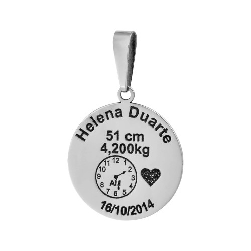 Pingente de Aço Mandala do Nascimento com Coração 27mm