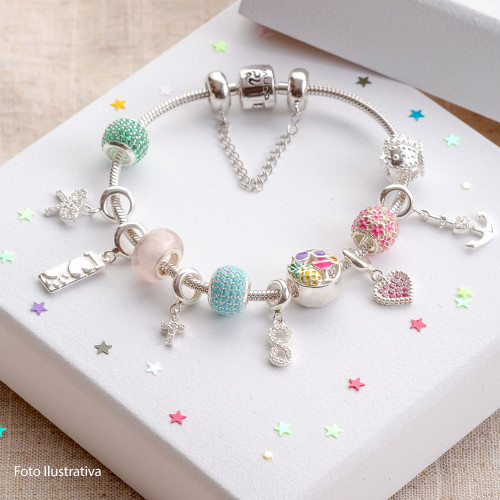 Berloque de Prata Laço com Zircônias