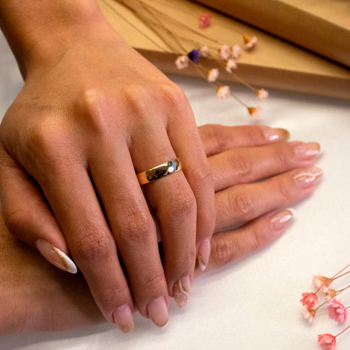 Aliança de Ouro 10k Tradicional Abaulada 4.8mm