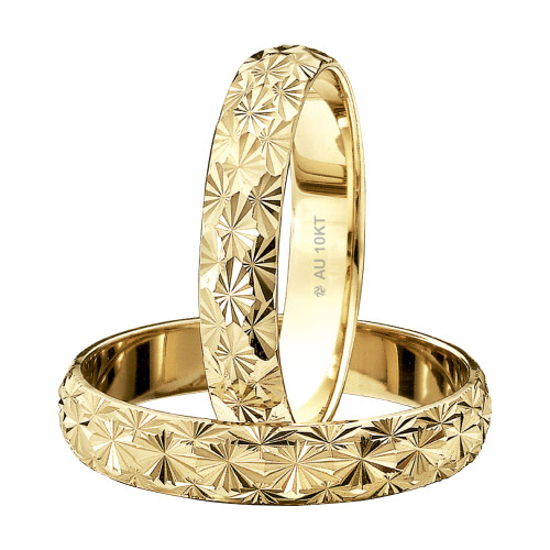 Aliança de Ouro 10k Reta com Estrela Diamantada L3.6mm E1mm