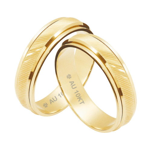Aliança de Ouro 10K Reta sem Cantos L4.4mm E1.1mm