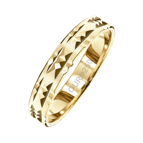 Aliança de Ouro BéLgica Trabalhada 250K Liga Ourum Italiana 4mm