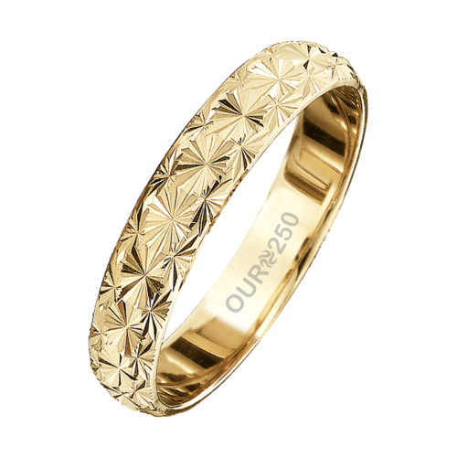 Aliança de Ouro Austrália Diamantada 250K Liga Ourum Italiana 3.6mm